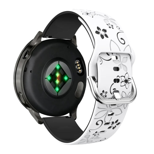 Bandz Garmin Vivomove 3 Silicone Strap 'Flowers' (White/Black)