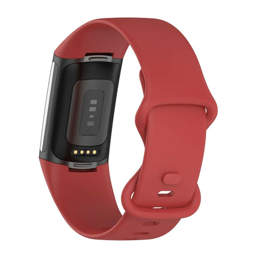 Silicone Strap, red, on a watch, 3/4 rear view