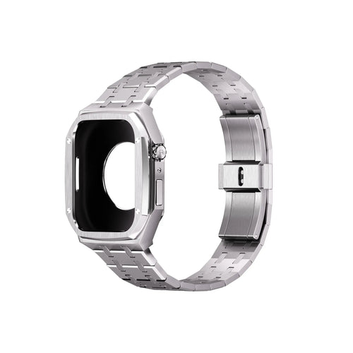 Reqior Boîtier avec bracelet en acier Apple Watch 45mm (argent)