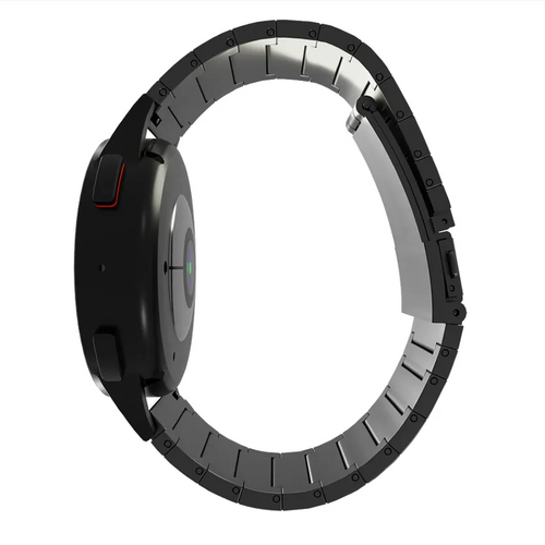 Luxury Titanium Strap, graphite, on a watch, 3/4 rear view