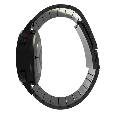 Luxury Titanium Strap, graphite, on a watch, 3/4 rear view