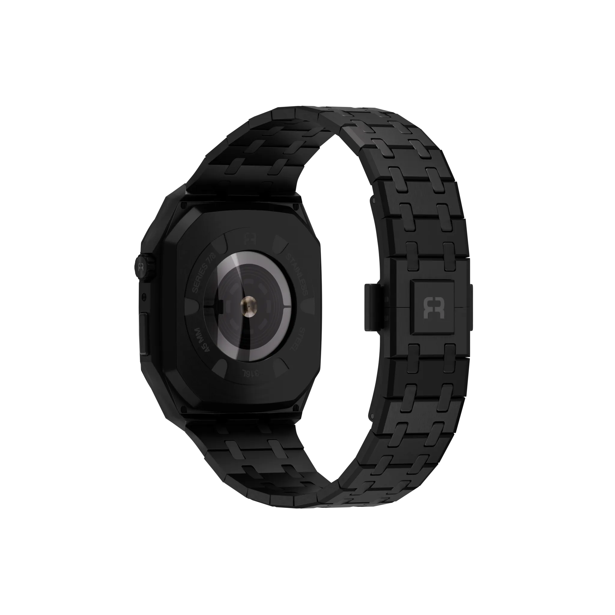 Reqior Apple Watch 45mm Case with Steel Strap (Black)