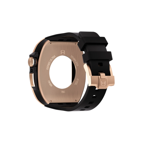 Reqior Boîtier en polymère et acier avec bracelet en caoutchouc Apple Watch 45mm (rose or)