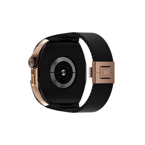 Reqior Apple Watch 45mm Case with Rubber Strap (Black/Rose Gold)