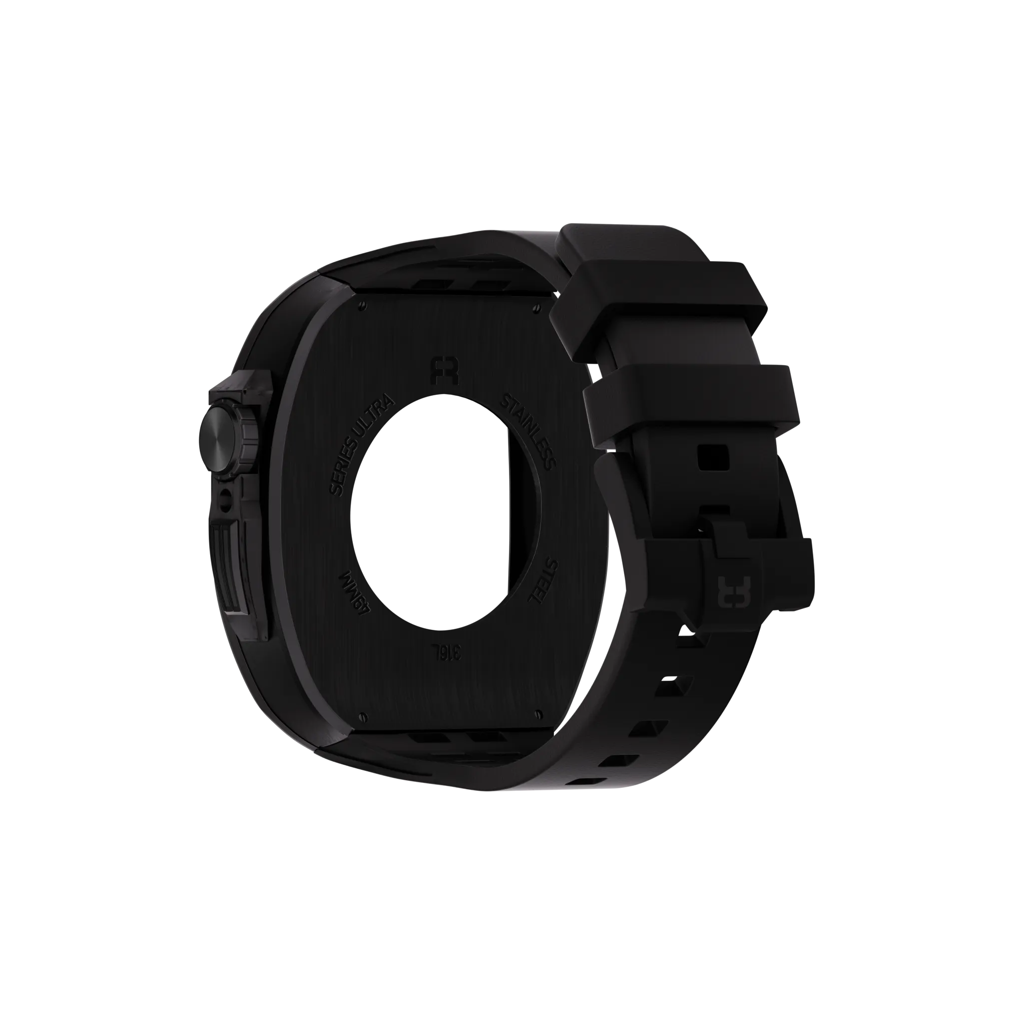 Reqior Apple Watch 45mm Polymer and Metal Case with Rubber Strap (Black)