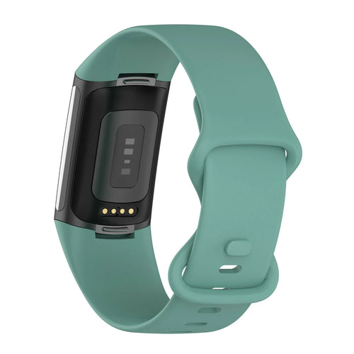 Silicone Strap, viridian, on a watch, 3/4 rear view