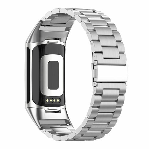 Steel Strap, silver, on a watch, 3/4 rear view