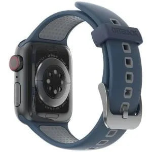 Otterbox Silicone Strap, blue, on a watch, 3/4 rear view