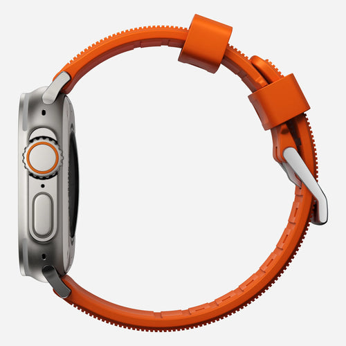 Nomad Bracelet de silicone résistant Apple Watch (argenté/ultra orange)