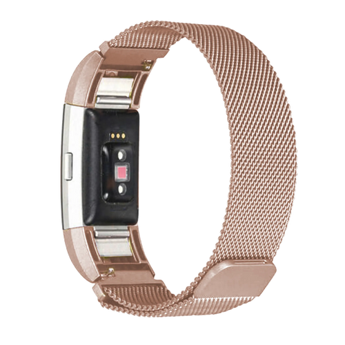 Milanese Strap, rose gold, on a watch, 3/4 rear view