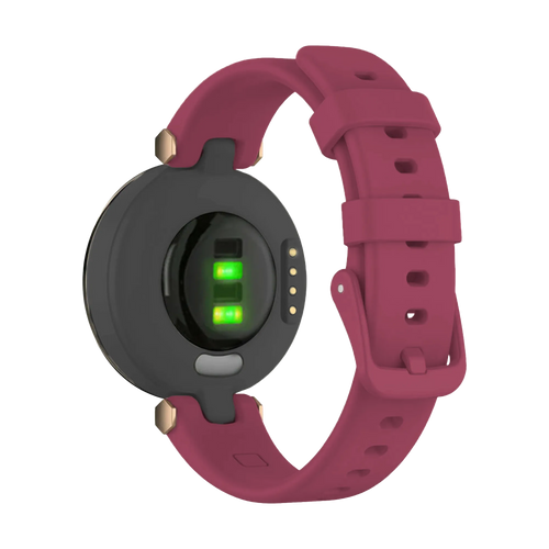 Silicone Strap, burgundy, on a watch, 3/4 rear view