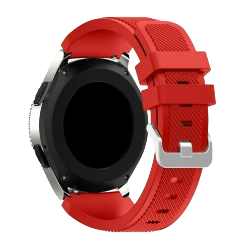 Twill Silicone Strap, red, on a watch, 3/4 rear view