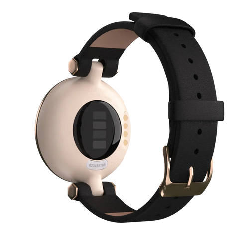 Leather Strap, black, on a watch, 3/4 rear view