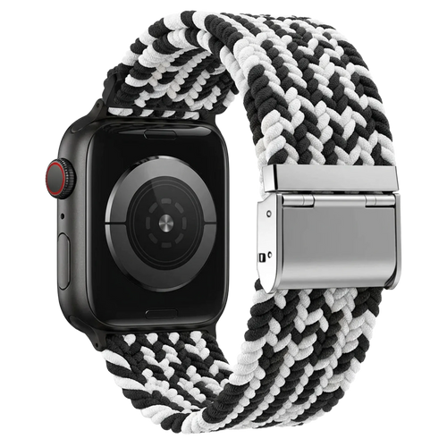 Bracelet tressé Apple Watch (noir/blanc)