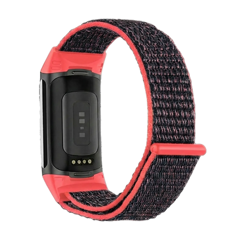 Bracelet nylon Fitbit Charge 5 (rouge/noir)