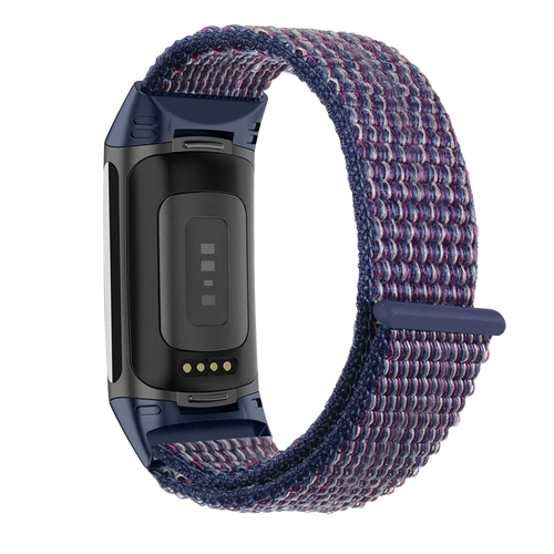 Nylon Strap, indigo, on a watch, 3/4 rear view