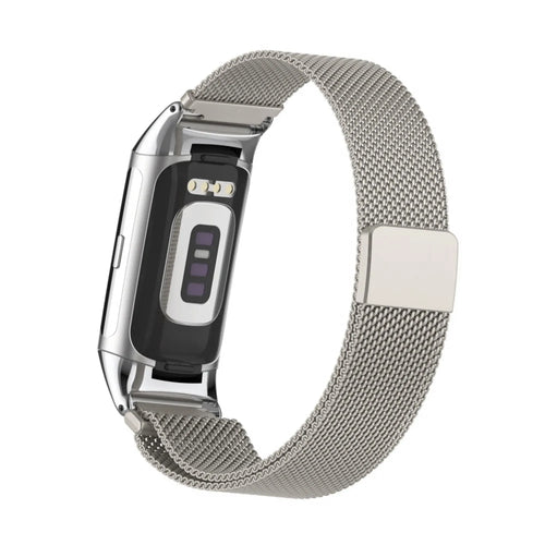 Milanese Strap, starlight, on a watch, 3/4 rear view