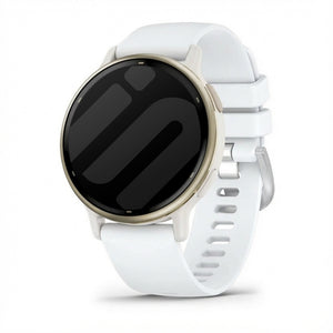Silicone Classic Strap, white, on a watch, 3/4 rear view