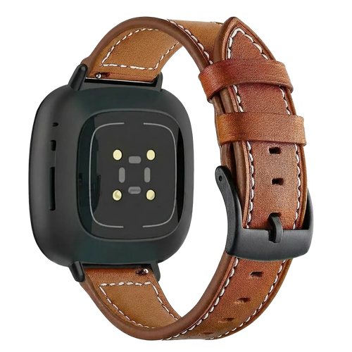 Bracelet cuir Fitbit Versa 4 (marron) 