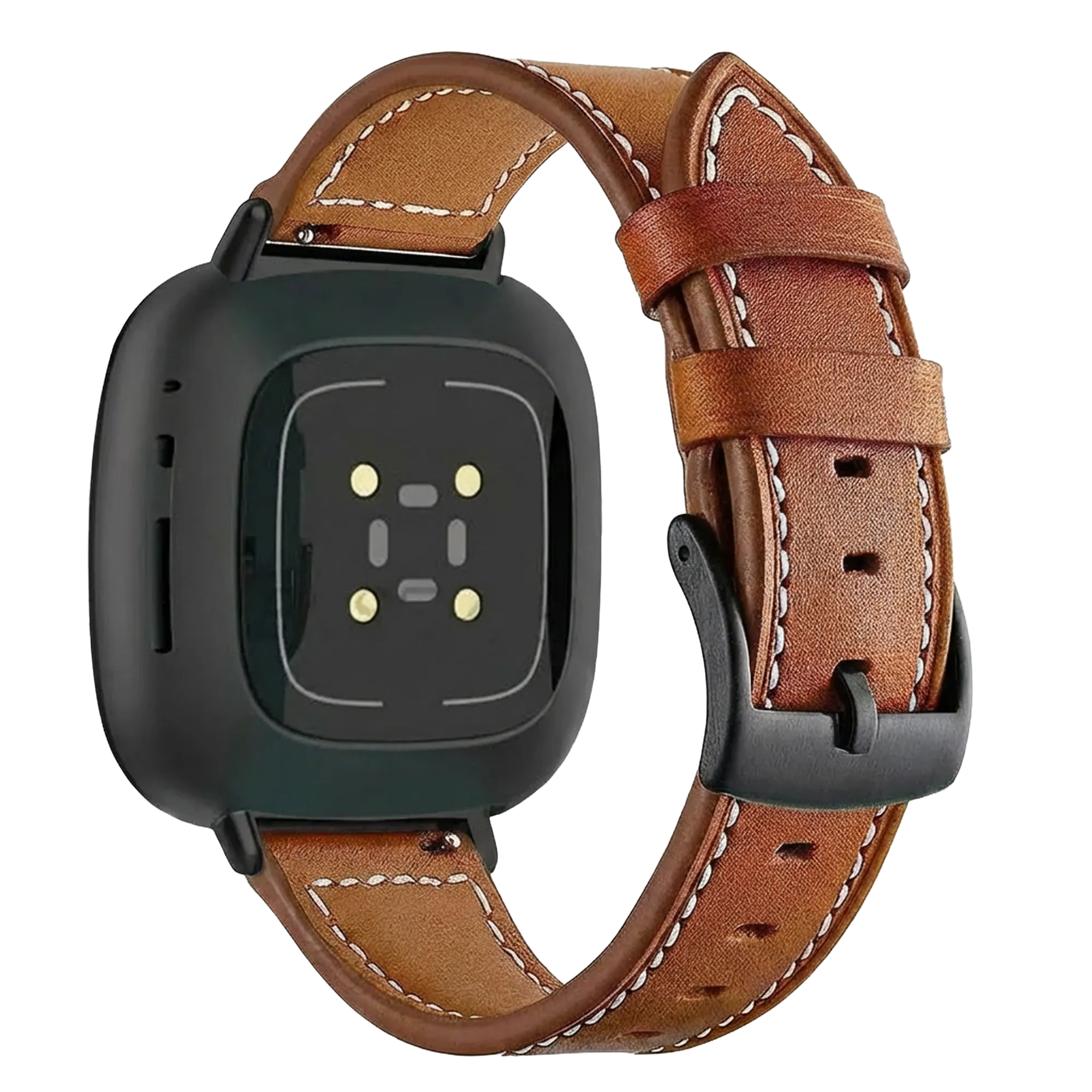 Bracelet cuir Fitbit Versa 4 (marron) 