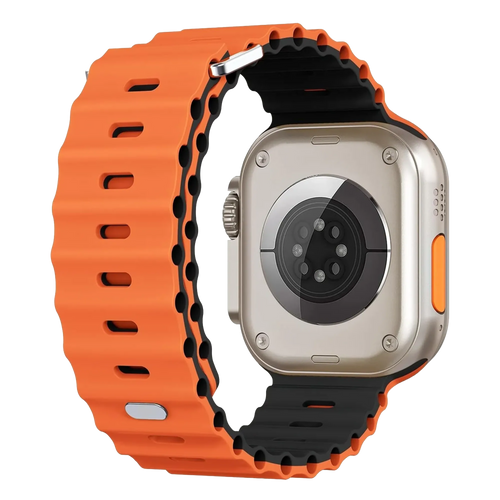 Bracelet Ocean Apple Watch avec fermeture à pression (orange/noir)
