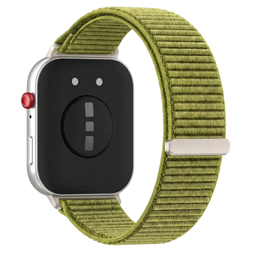 Wave Nylon Strap, green, on a watch, 3/4 rear view