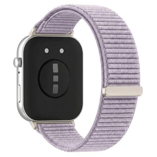 Wave Nylon Strap, light purple, on a watch, 3/4 rear view