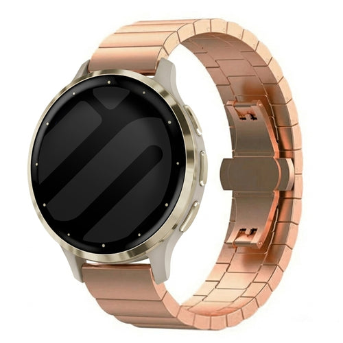 Metal Strap, rose gold, on a watch, 3/4 rear view