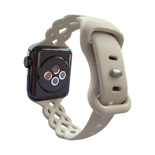 Bandz Apple Watch Silicone Strap 'Braided' (Light Beige)
