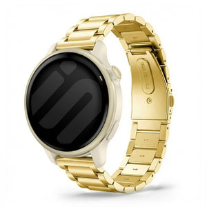 Steel Strap, gold, on a watch, 3/4 rear view
