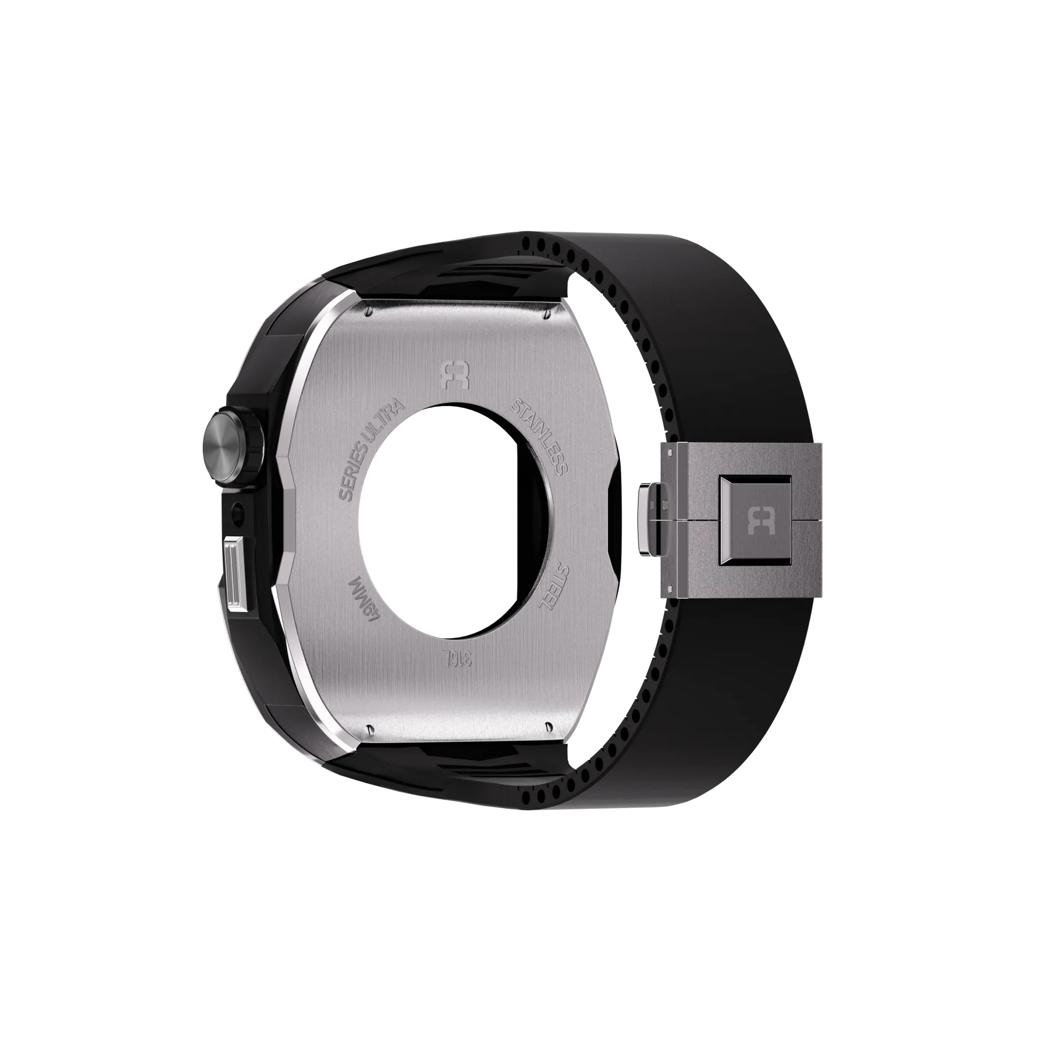 Reqior Apple Watch 45mm Case with Rubber Strap (Silver)