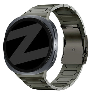 Titanium Strap 'Deluxe', graphite, on a watch, 3/4 rear view