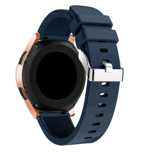 Twill Silicone Strap, dark blue, on a watch, 3/4 rear view