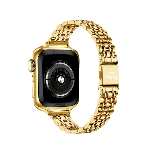 Steel Strap 'Slim', gold, on a watch, 3/4 rear view