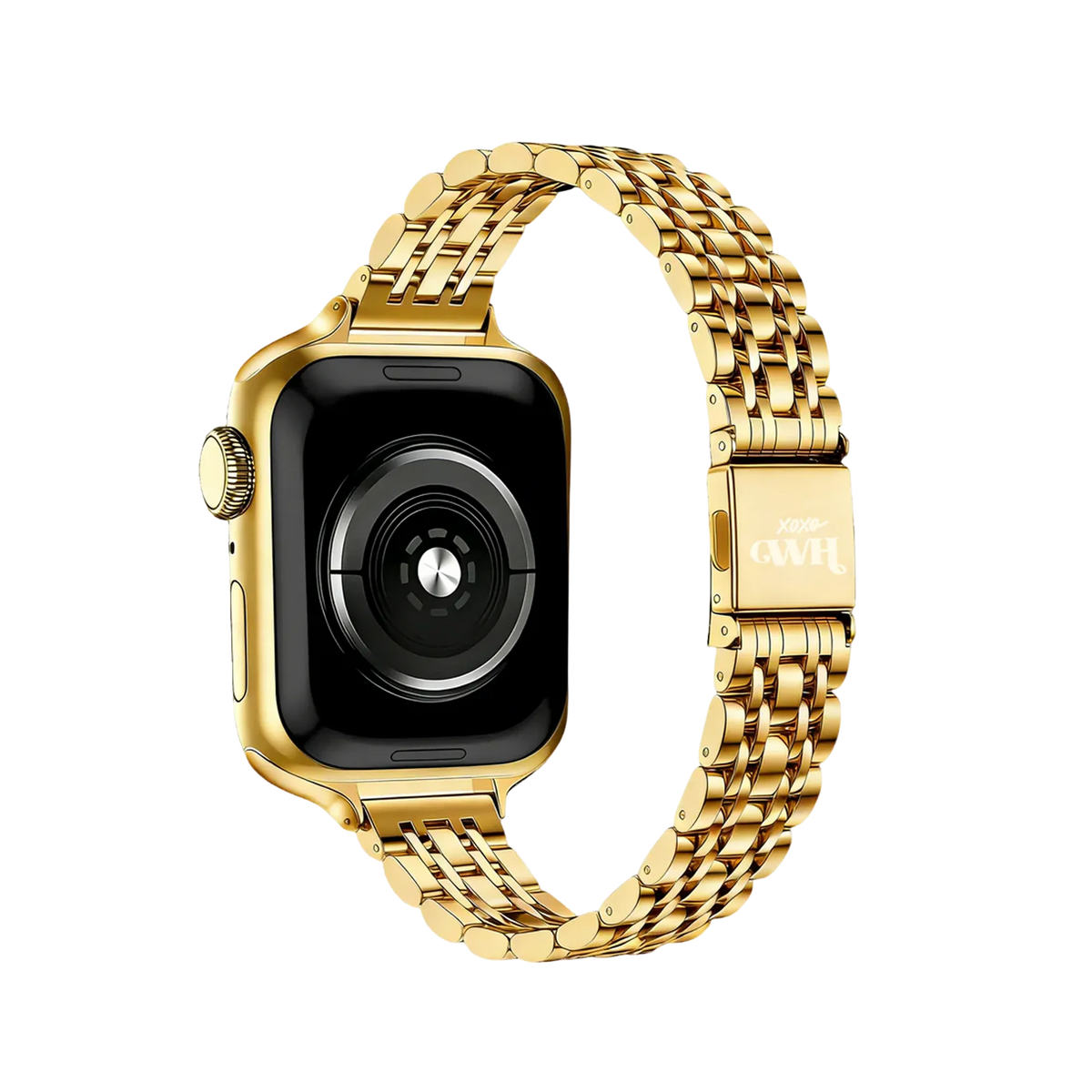 Steel Strap 'Slim', gold, on a watch, 3/4 rear view