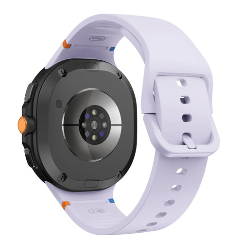 Silicone Strap, light purple, on a watch, 3/4 rear view