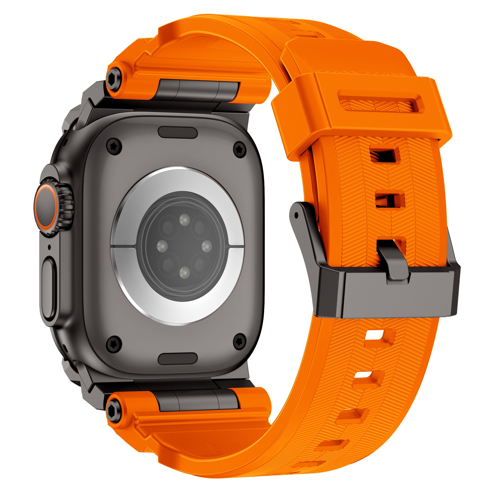 Bracelet silicone 'Quatre griffes' Apple Watch Ultra (orange avec noir)