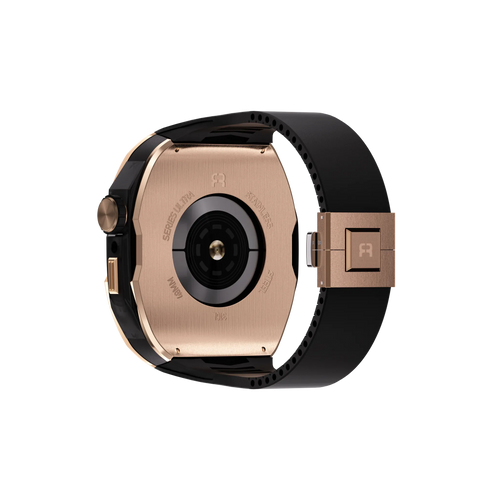 Reqior Apple Watch 45mm Case with Rubber Strap (Rose Gold/Black)