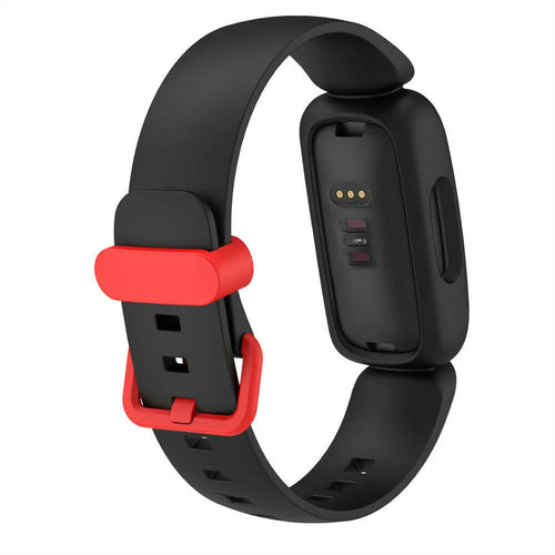 Silicone Strap, black/red, on a watch, 3/4 rear view