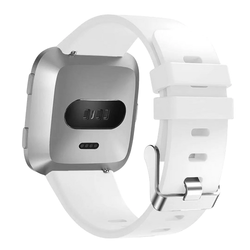 Silicone Strap, white, on a watch, 3/4 rear view