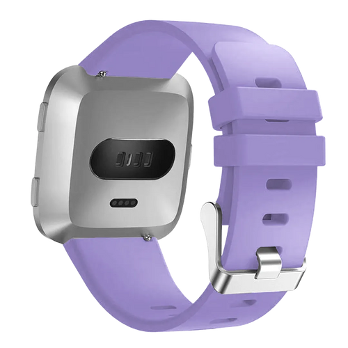 Silicone Strap, purple, on a watch, 3/4 rear view