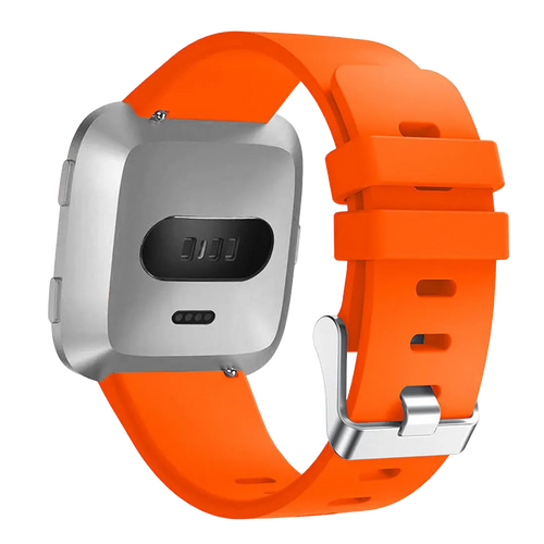Silicone Strap, orange, on a watch, 3/4 rear view