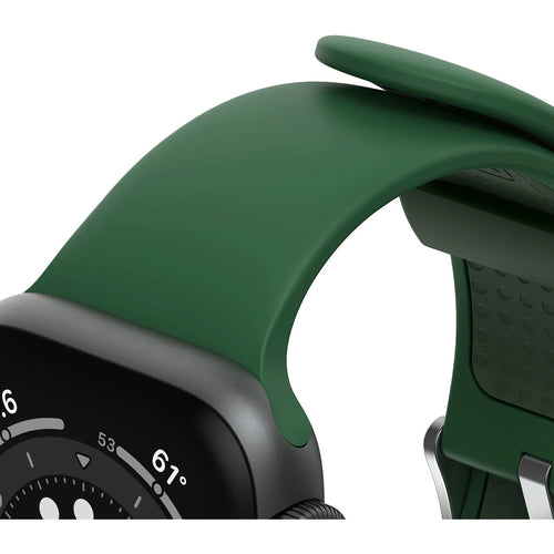 Silicone Strap, green, on a watch, 3/4 rear view