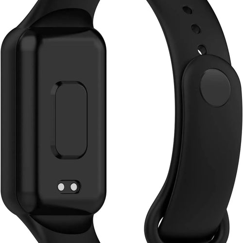 Silicone Strap, black, on a watch, 3/4 rear view