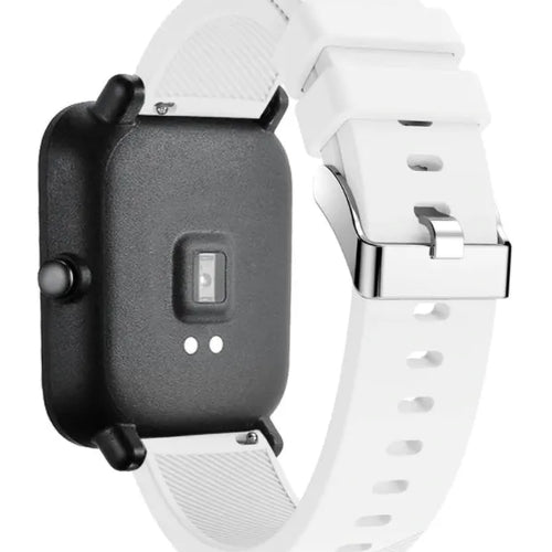 Twill Silicone Strap, white, on a watch, 3/4 rear view
