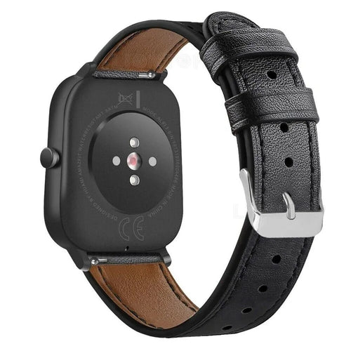 Modern Leather Strap, black, on a watch, 3/4 rear view