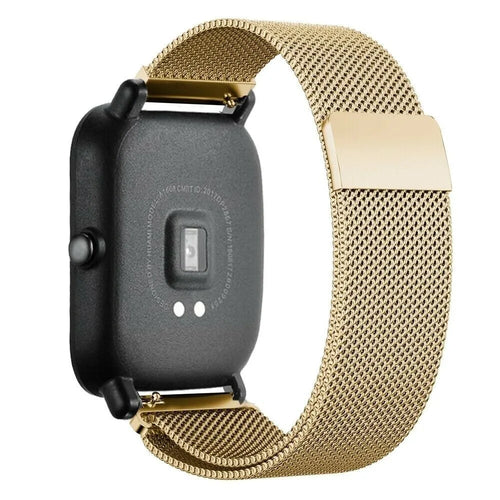 Milanese Strap, gold, on a watch, 3/4 rear view