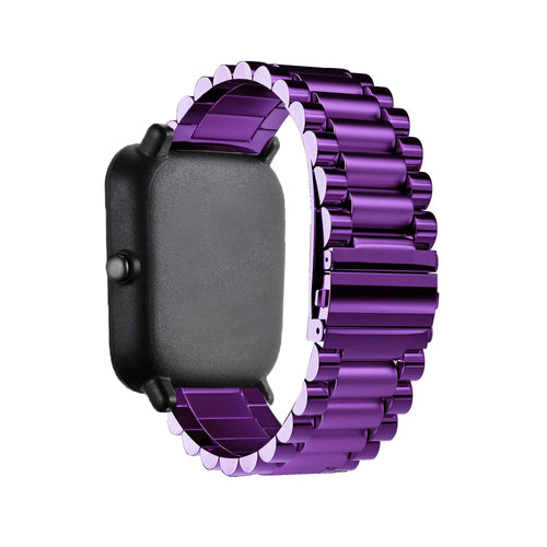 Steel Strap, purple, on a watch, 3/4 rear view