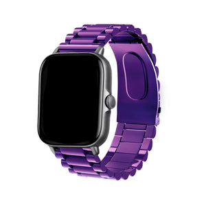 Steel Strap, purple, on a watch, 3/4 rear view