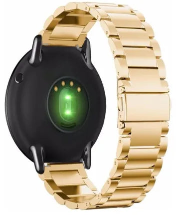 Steel Strap, gold, on a watch, 3/4 rear view